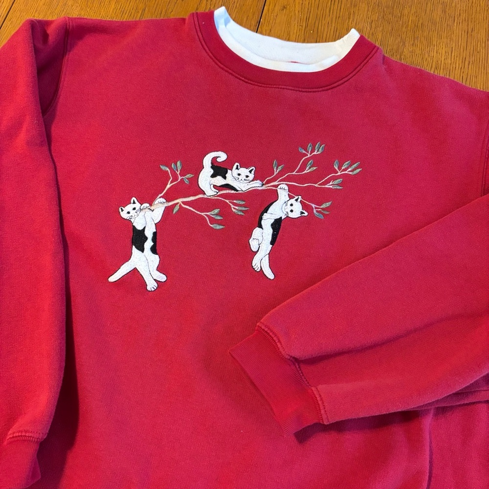 Classic Red Sweatshirt with White Trim
